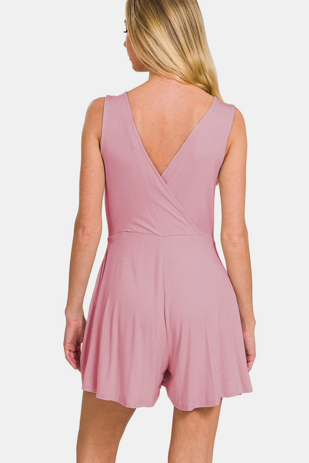 Zenana Surplice Neckline Sleeveless Romper