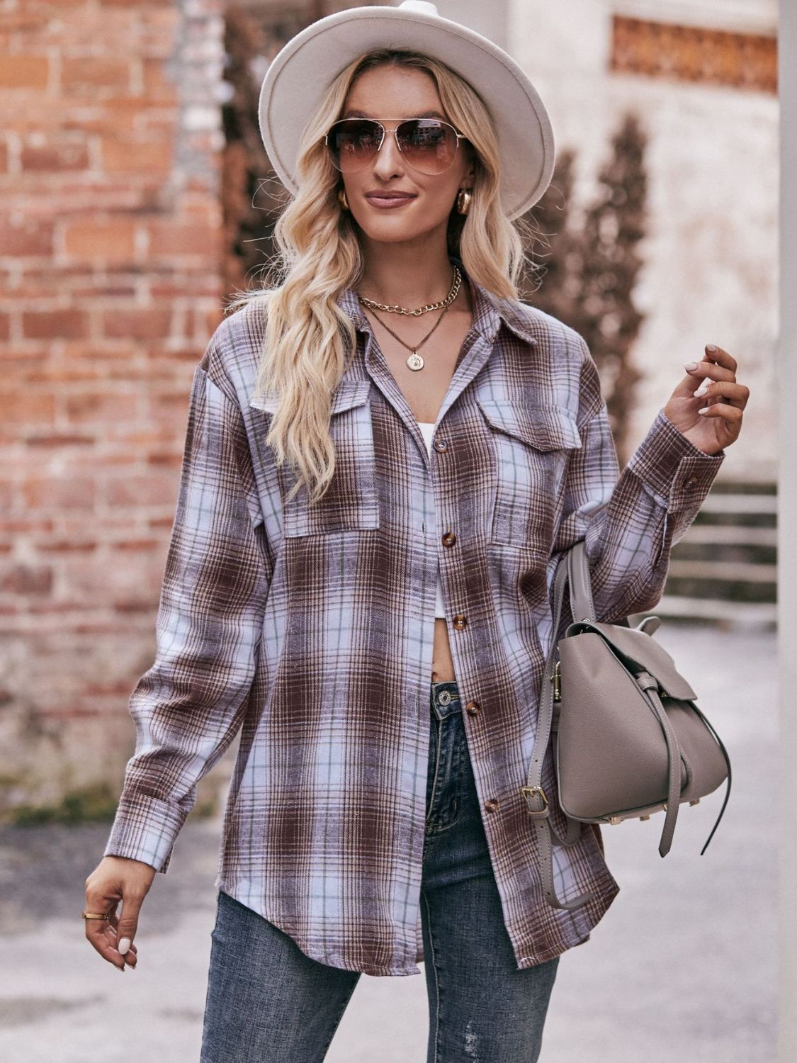 Mandy Plaid Dropped Shoulder Longline Shirt