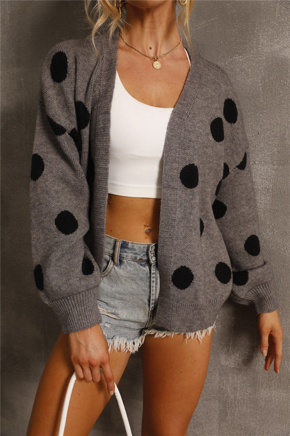 Angel Wings Polka Dot Open Front Cardigan