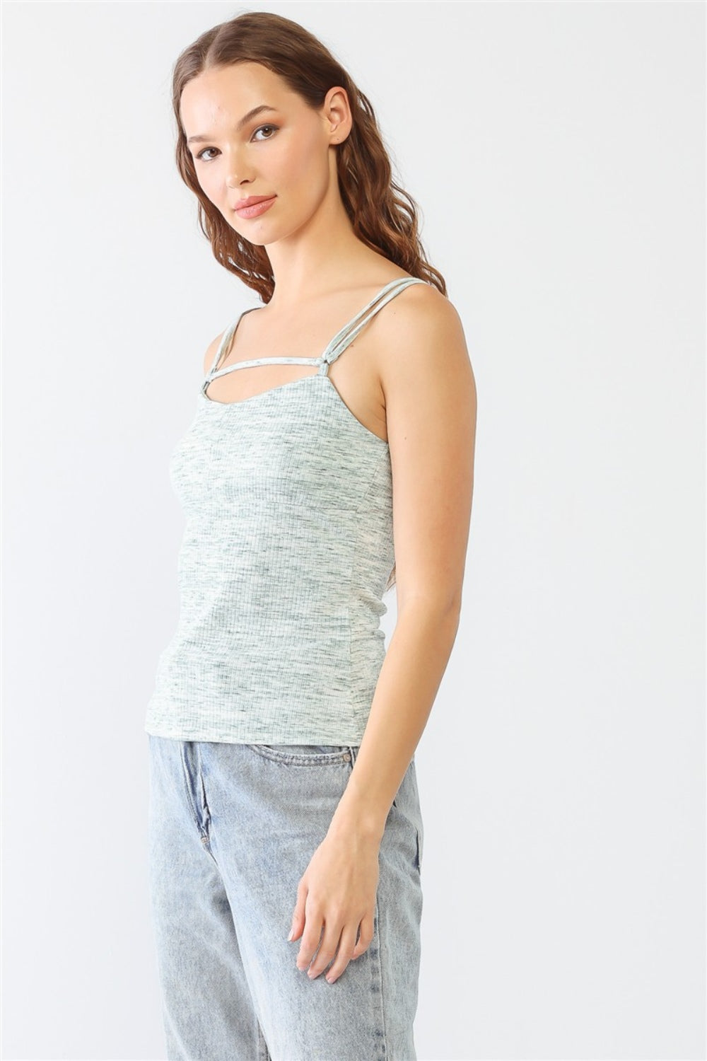 Le Lis Heathered Ribbed Adjustable Strap Cami