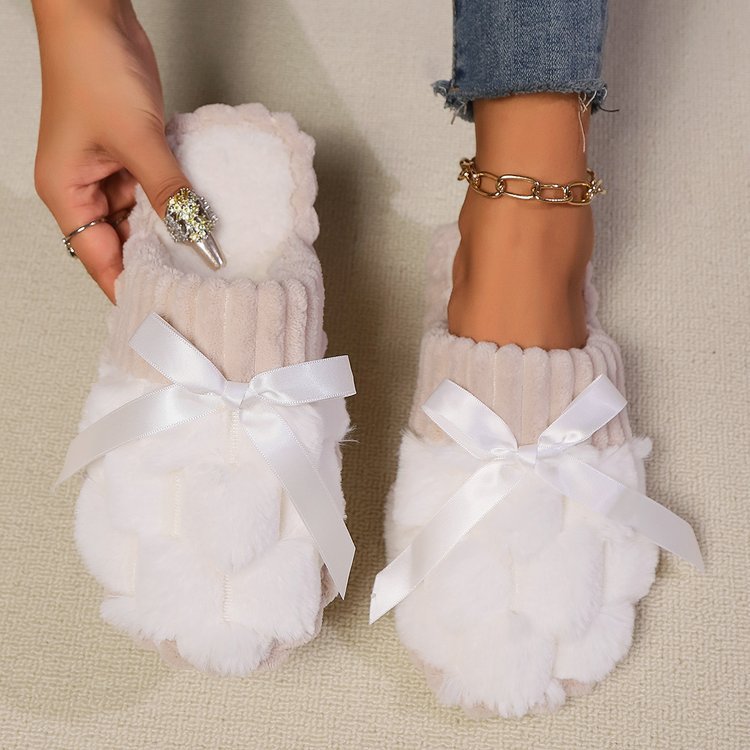 Bow Trim Contrast Slippers