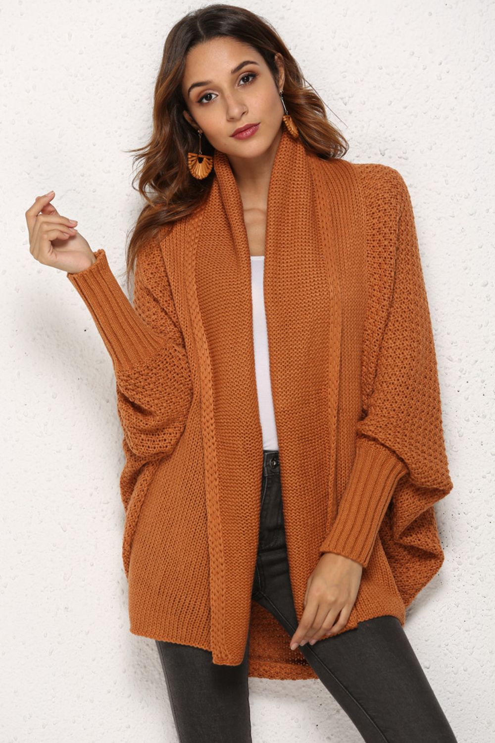 Angel Wings Open Front Dolman Sleeve Longline Cardigan