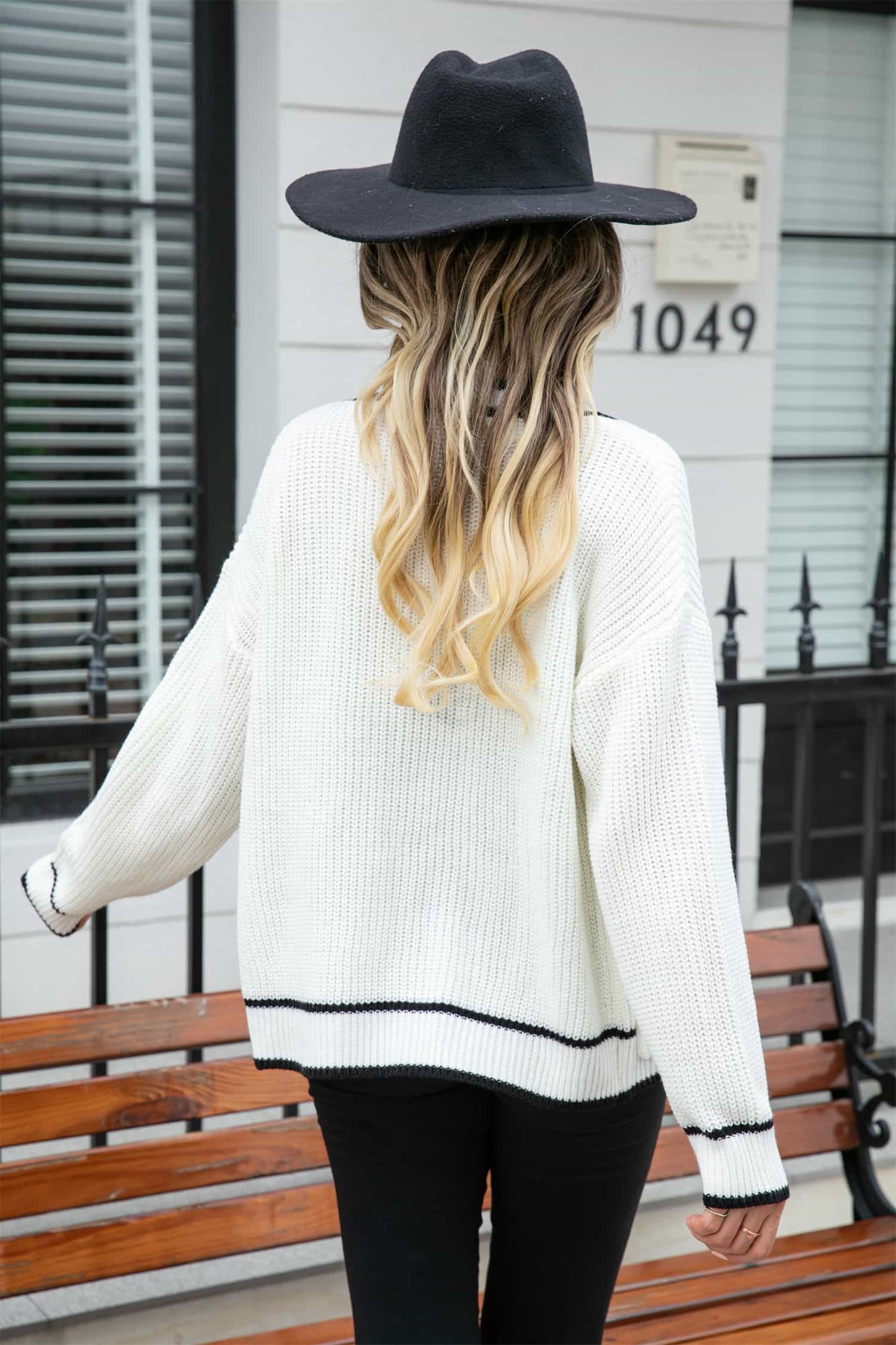 Angel Wings Waffle Knit V-Neck Cardigan with Pocket