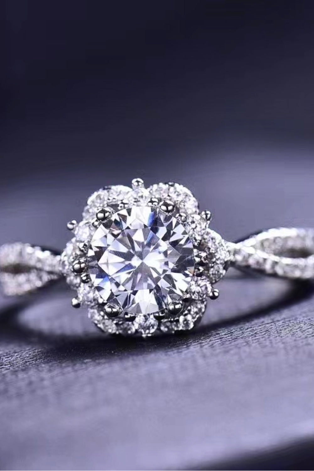 Platinum-Plated Six Prong 1 Carat Moissanite Ring