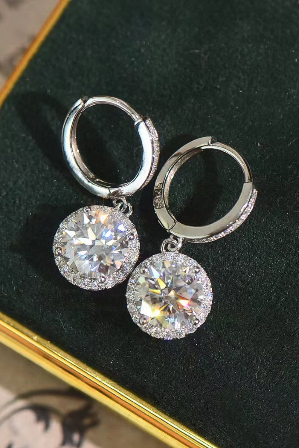 2 Carat Moissanite Round Drop Earrings