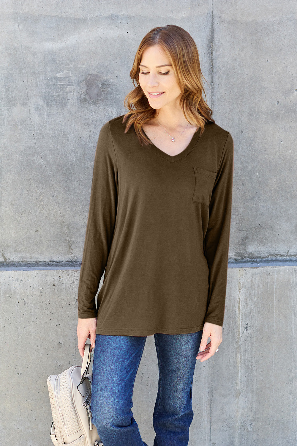 Basic Bae Full Size V-Neck Long Sleeve Top