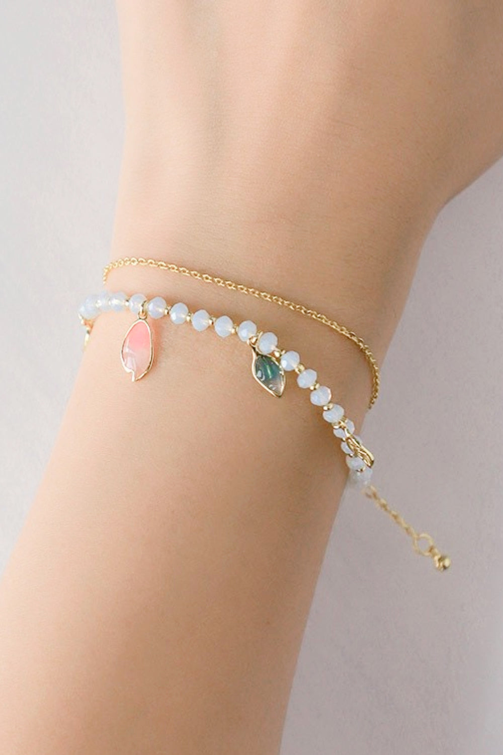 Leaf Charm Layered Bracelet