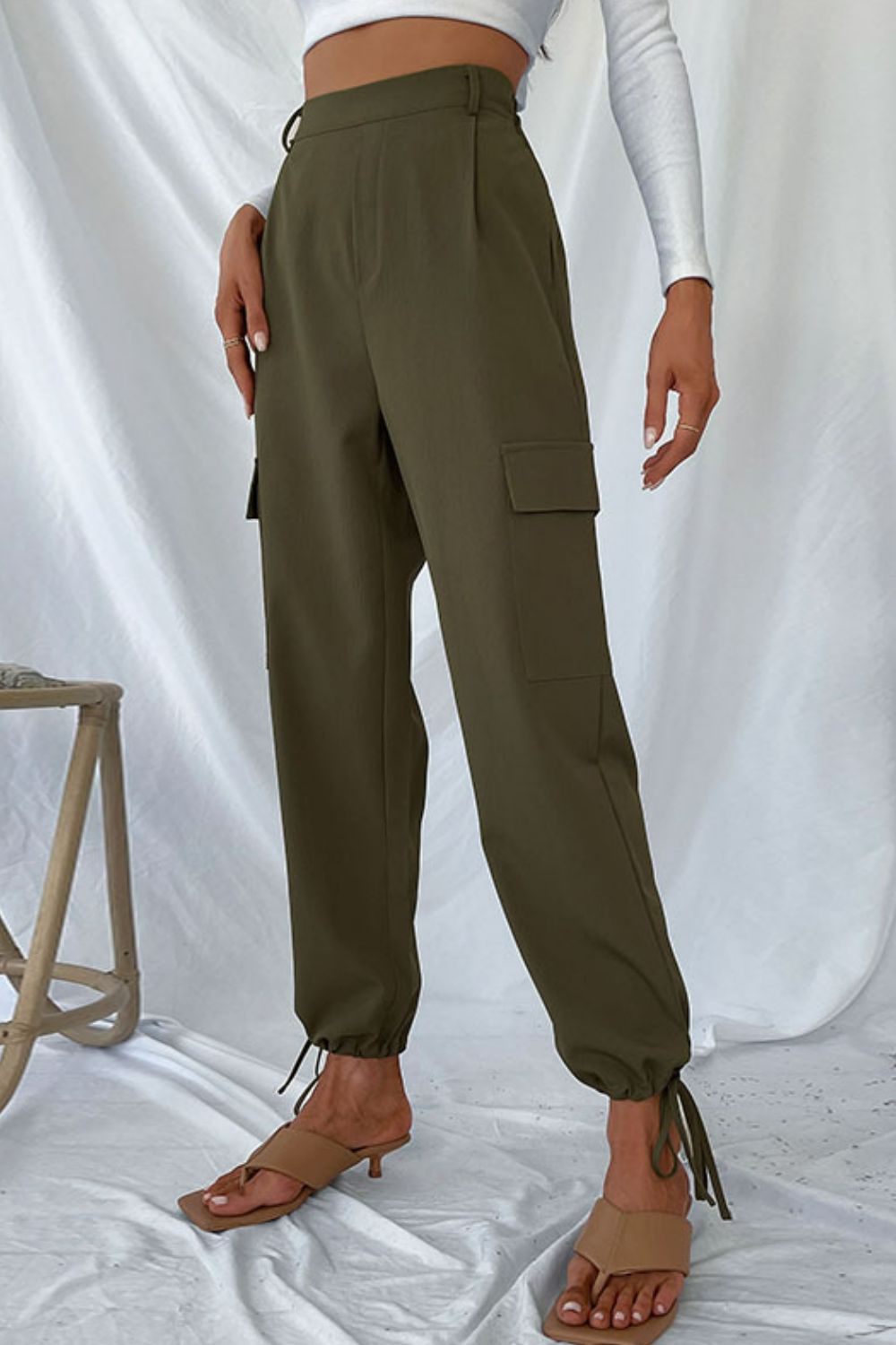 Perfee Drawstring Ankle Cargo Pants