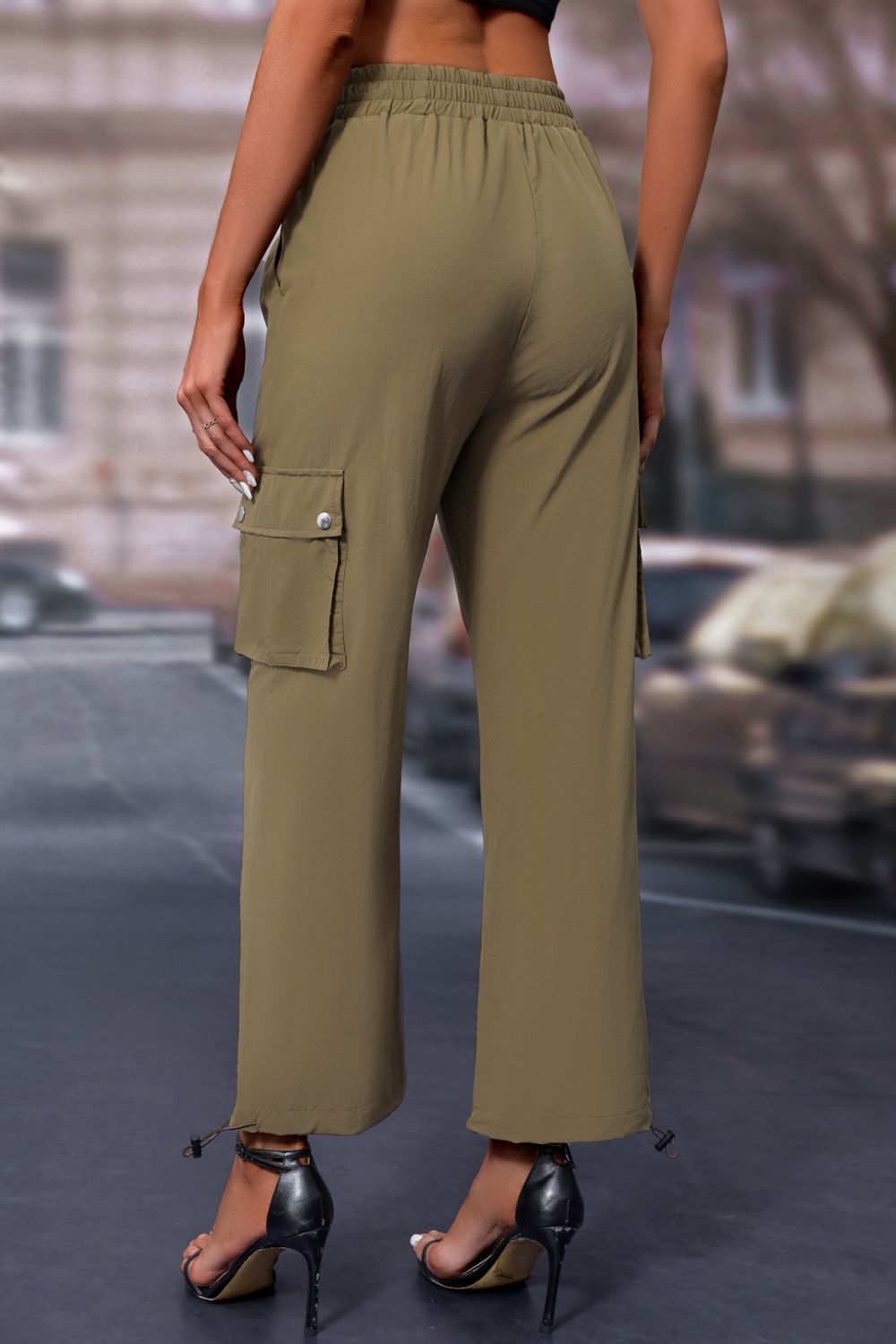 Mandy Elastic Waist Pants with Pockets