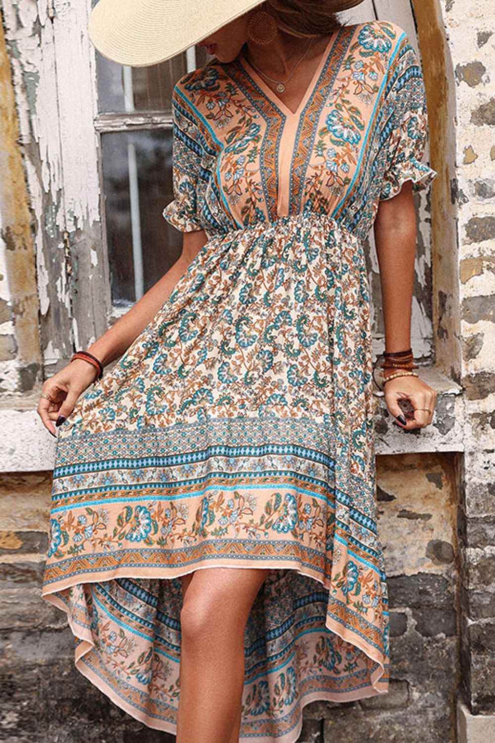 Perfee Bohemian High-Low Open Back Dress