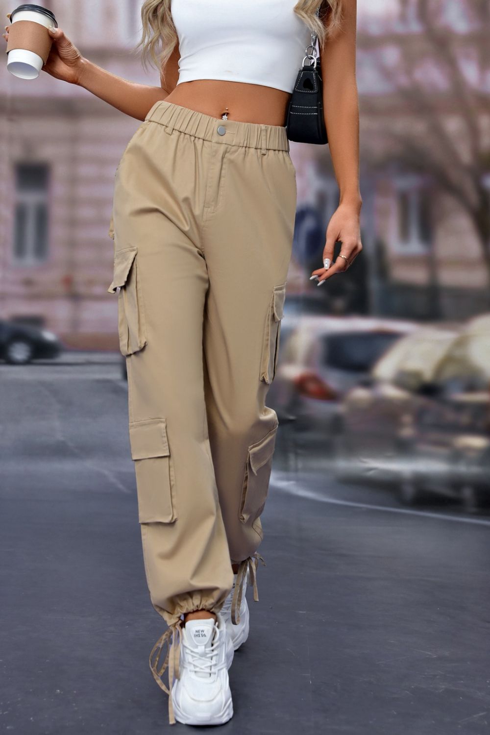 Mandy Elastic Waist Cargo Pants