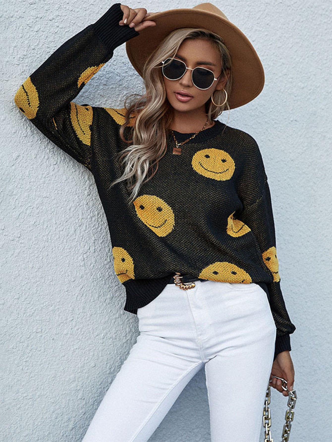 Perfee Smiley Face Sweater