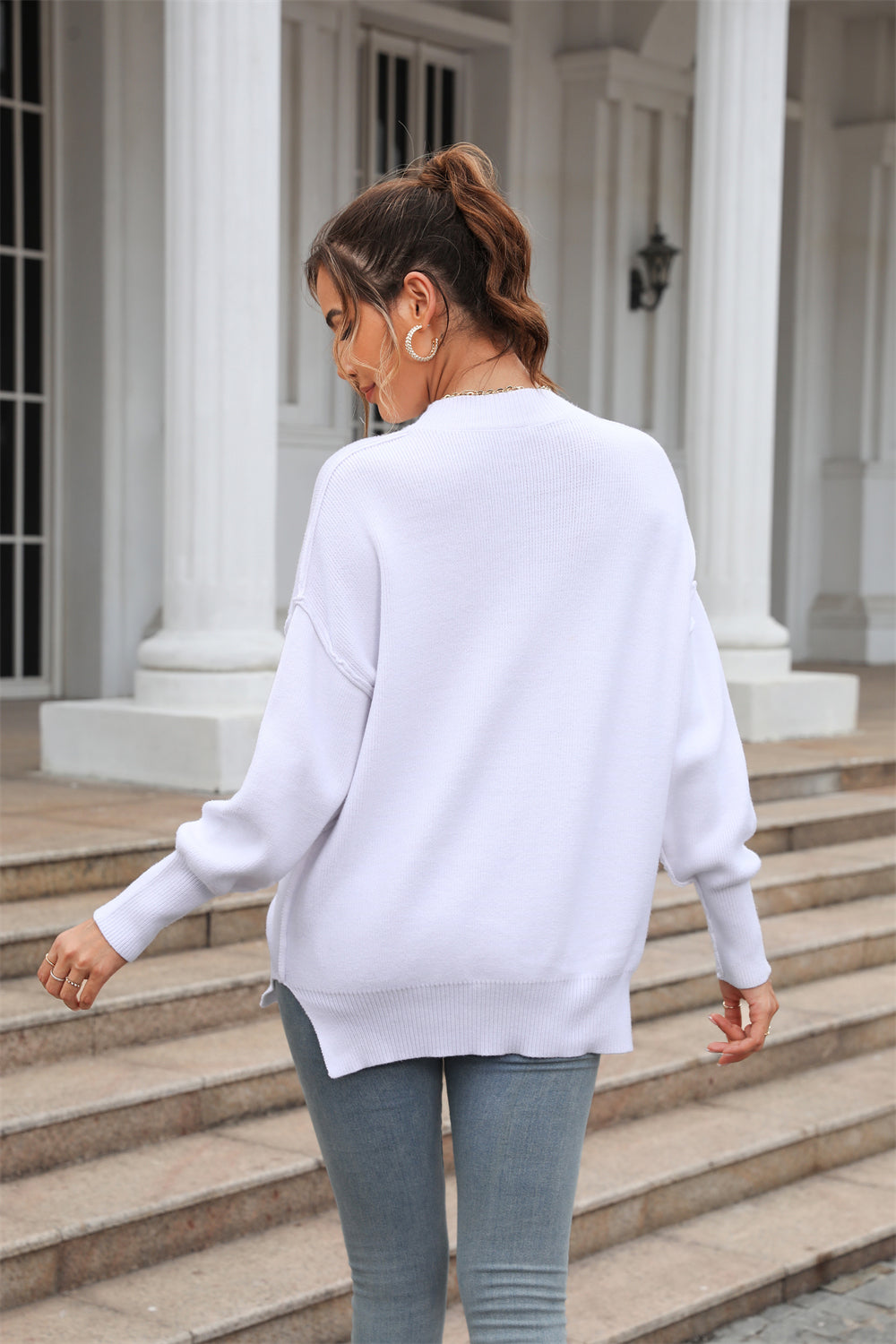 Angel Wings Round Neck Long Sleeve Sweater