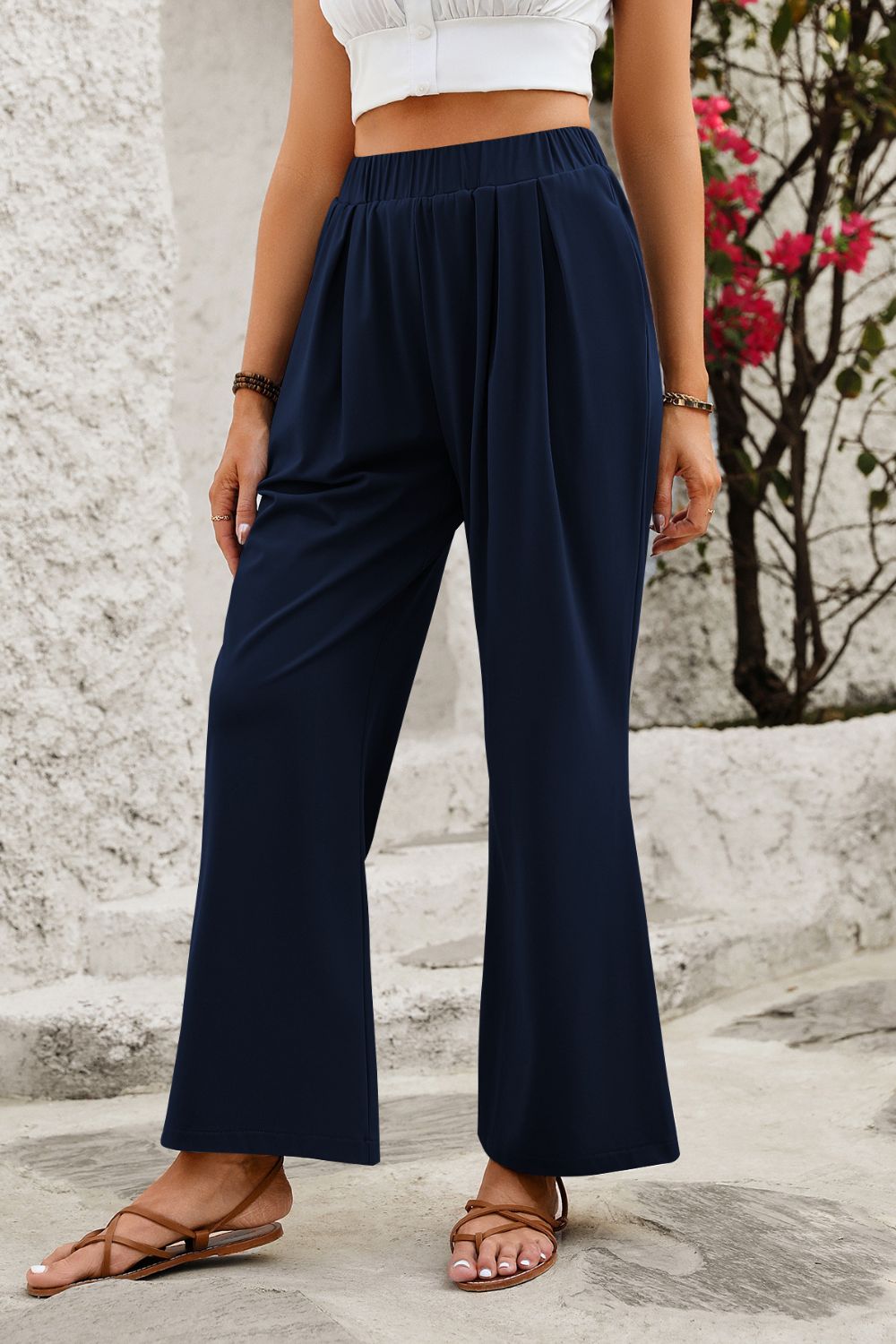 Mandy Elastic Waist Wide Leg Pants