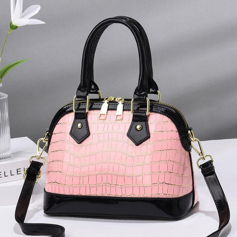 Women's Crossbody Bag Top Handle Bag Patent Leather Cowhide Solid Color Daily Handbags