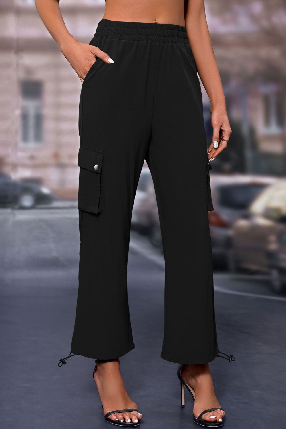 Mandy Elastic Waist Pants with Pockets