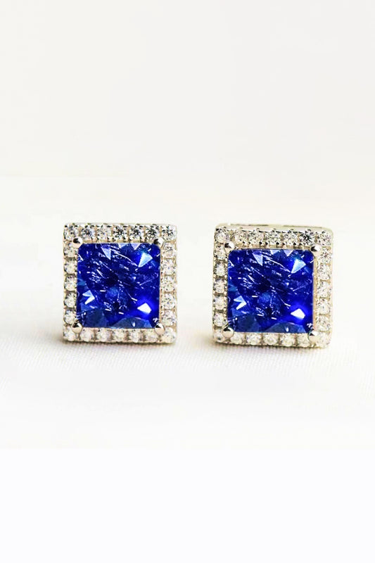 925 Sterling Silver 4 Carat Moissanite Square Earrings