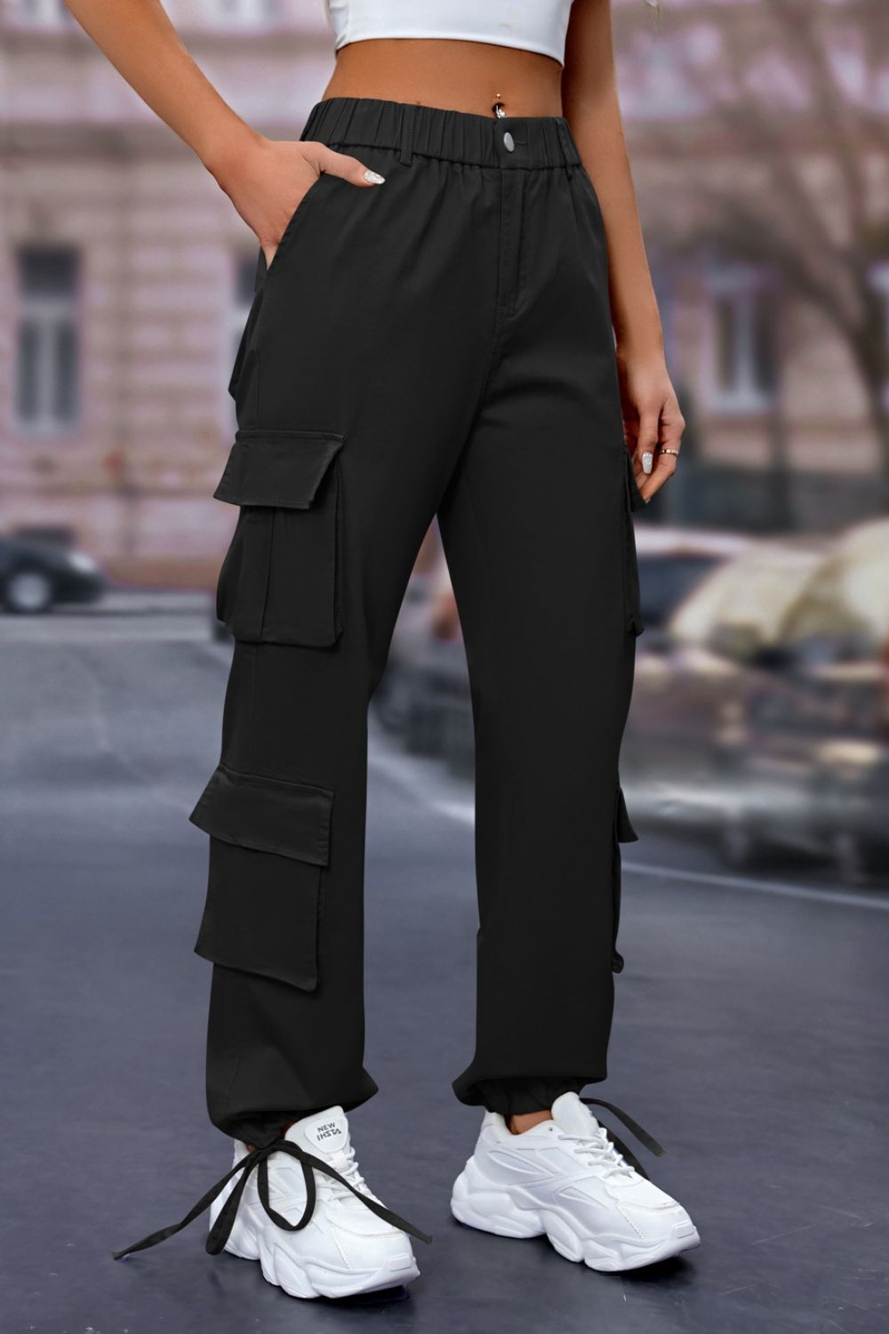 Mandy Elastic Waist Cargo Pants