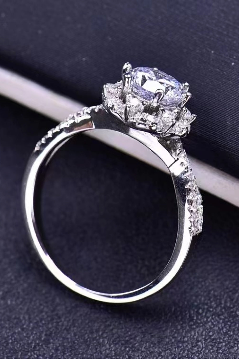 Platinum-Plated Six Prong 1 Carat Moissanite Ring