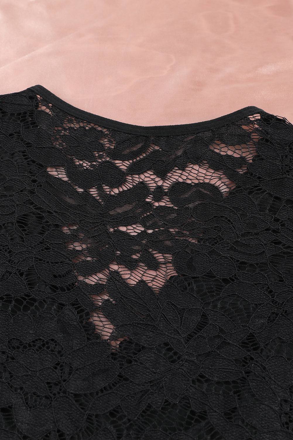 Black V Neck Lace Sheer Puff Sleeve Bodysuit