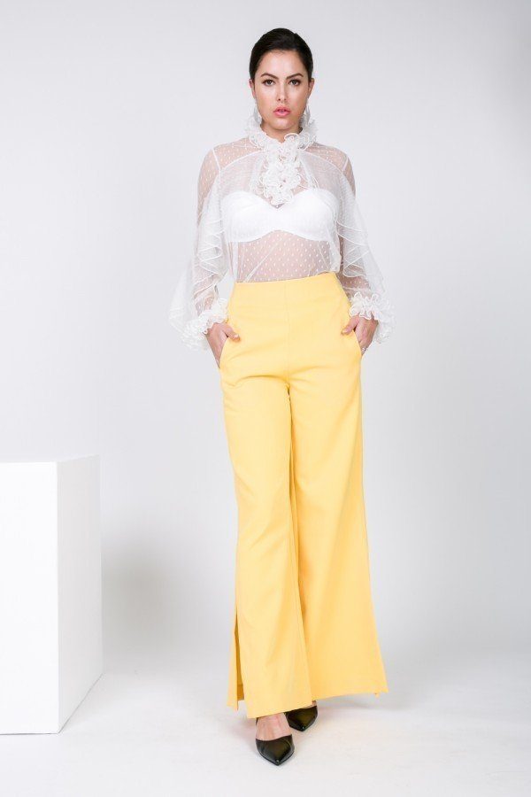 Side Slit Detail Wide Leg Pants