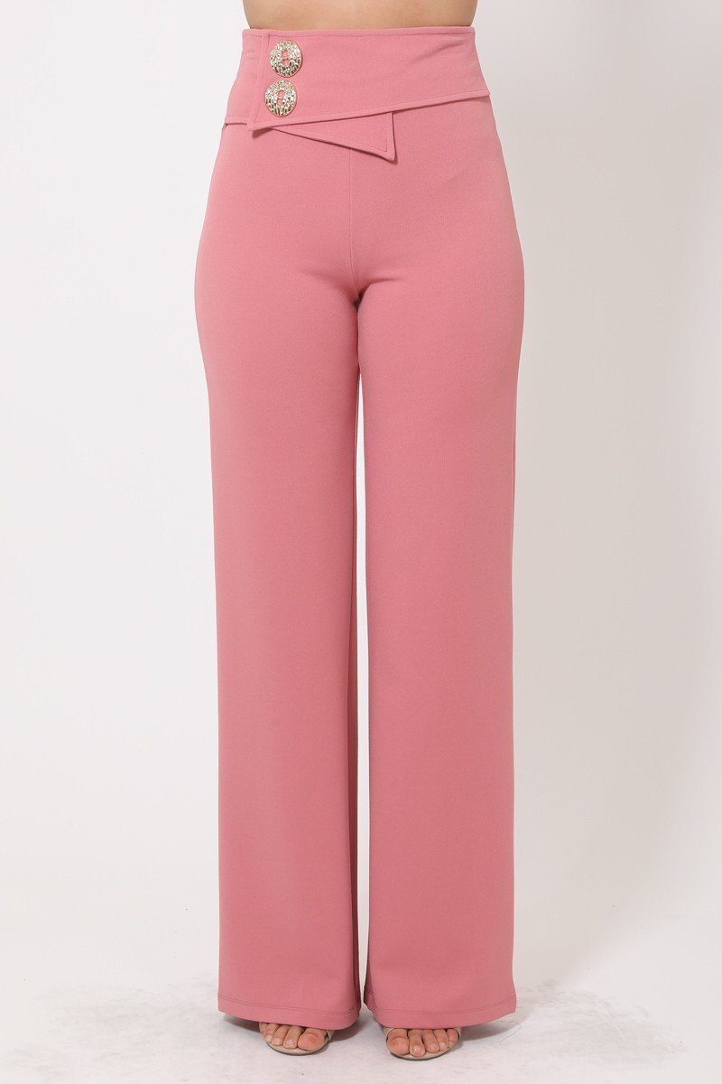 Oversized Button Front Detail Pants