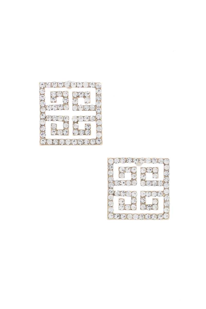 Maze Square Rhinestone Earring