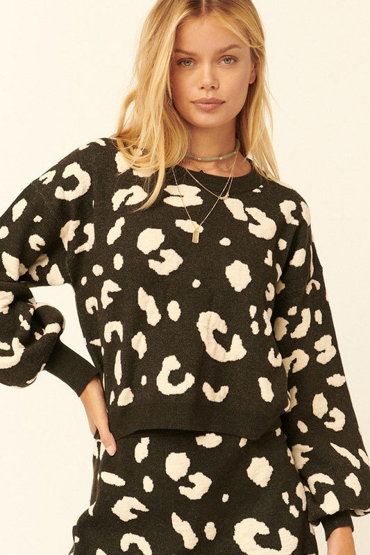 A Leopard Print Pullover Sweater