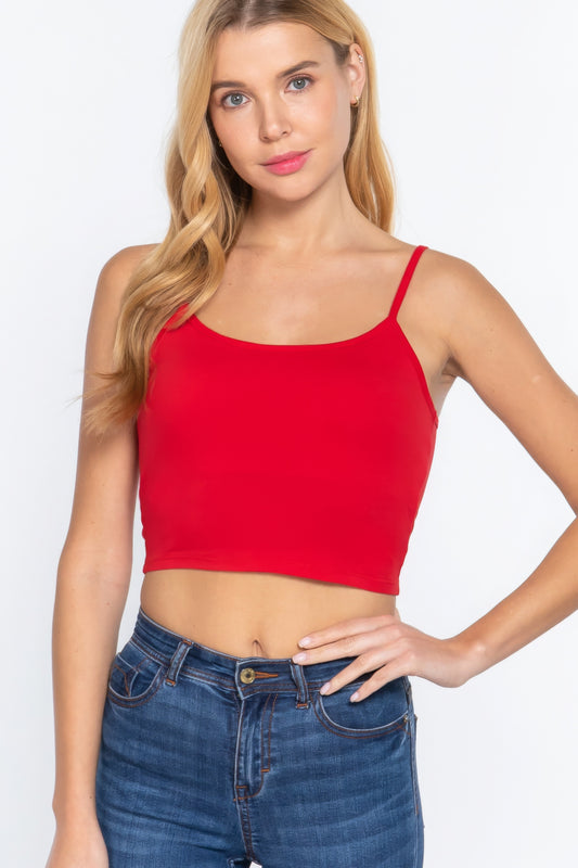 Round Neck W/removable Bra Cup Cotton Spandex Bra Top