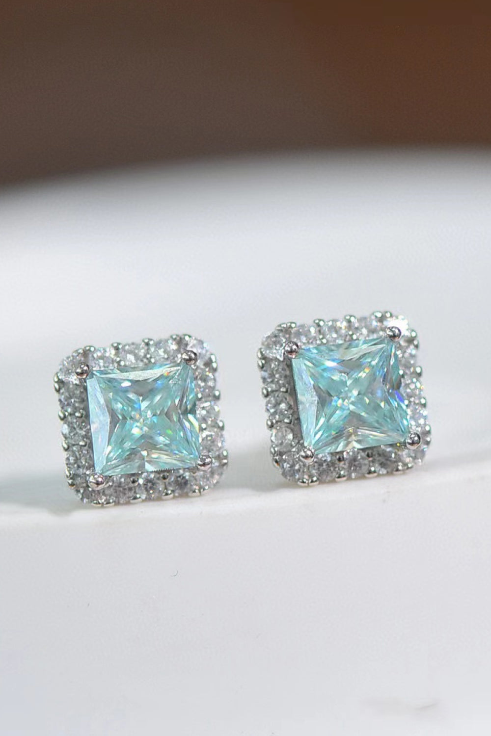 2 Carat Moissanite Square Earrings