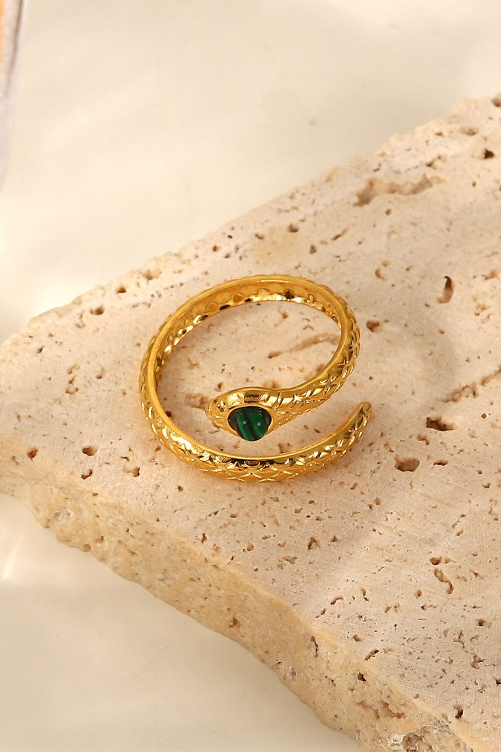 Snake Charmer Malachite Snake-Shaped Bypass Ring