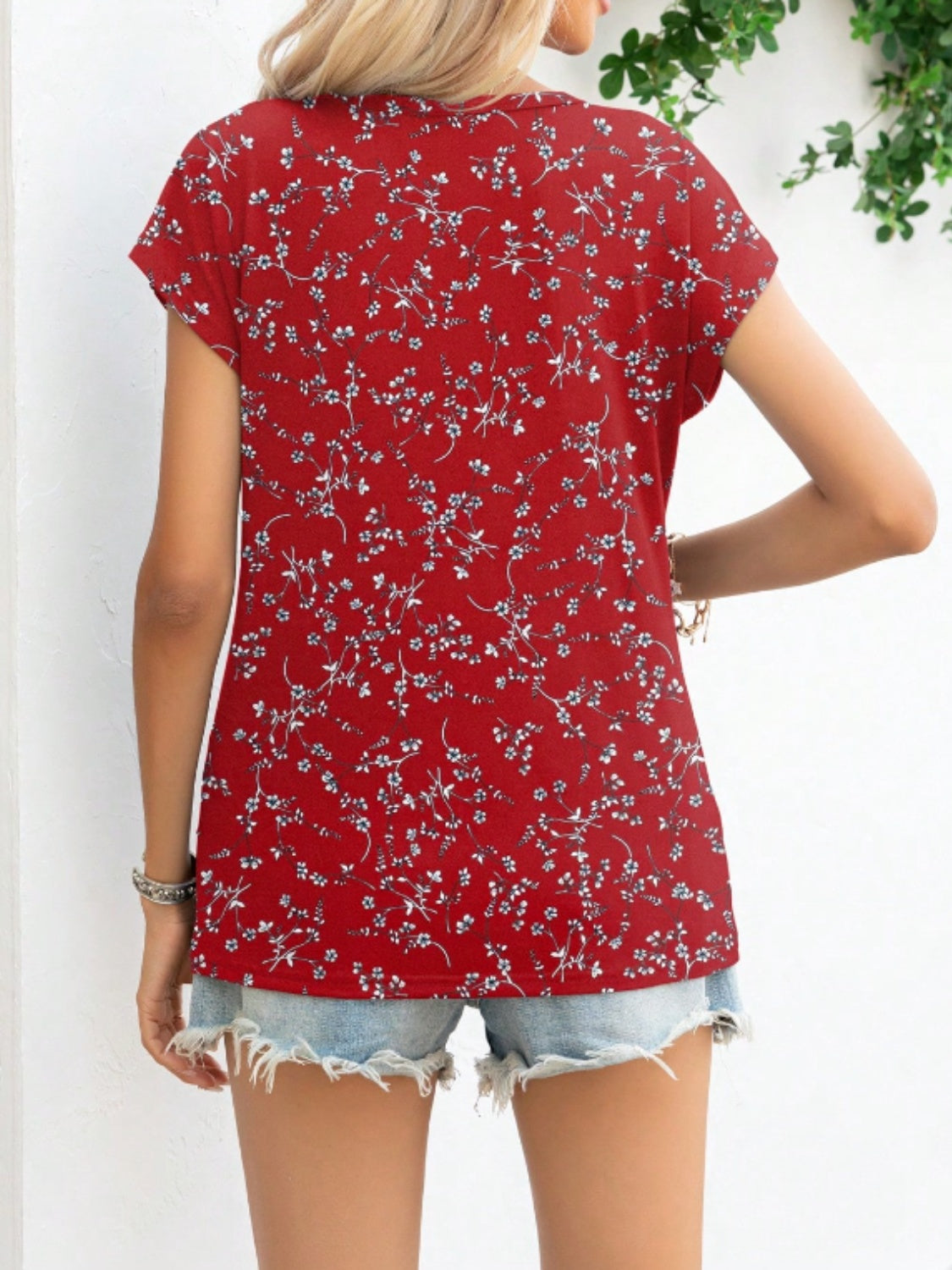 Printed Round Neck Short Sleeve T-Shirt