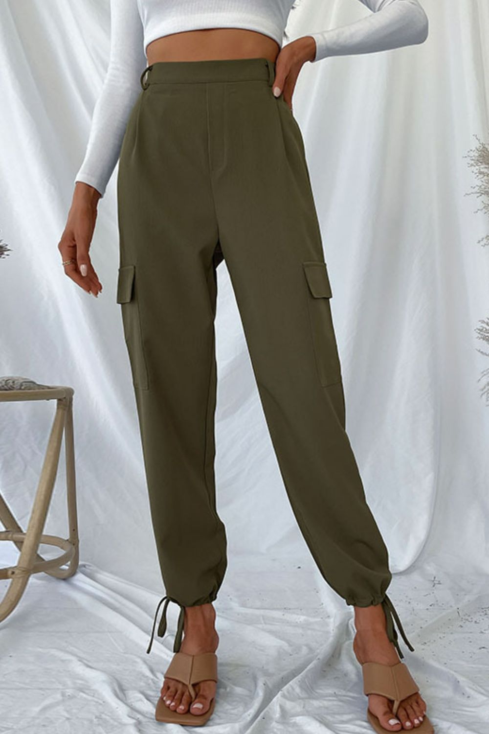 Perfee Drawstring Ankle Cargo Pants