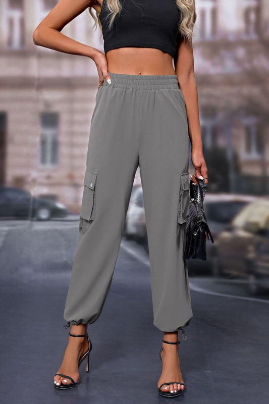 Mandy Elastic Waist Pants with Pockets