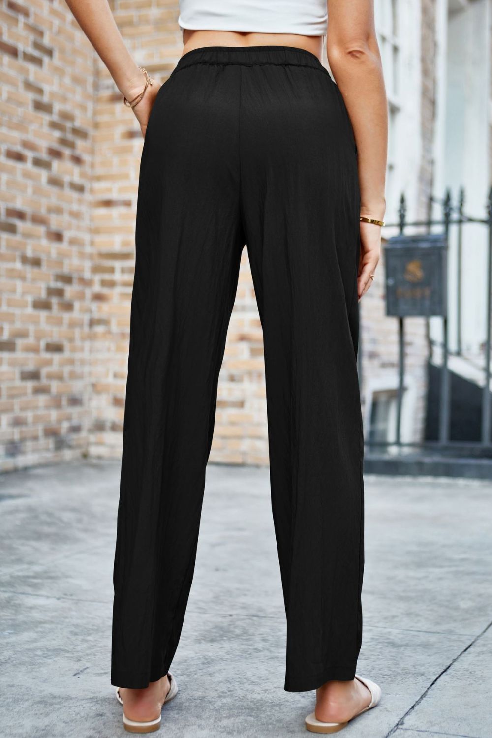 Mandy Elastic Waist Wide Leg Pants