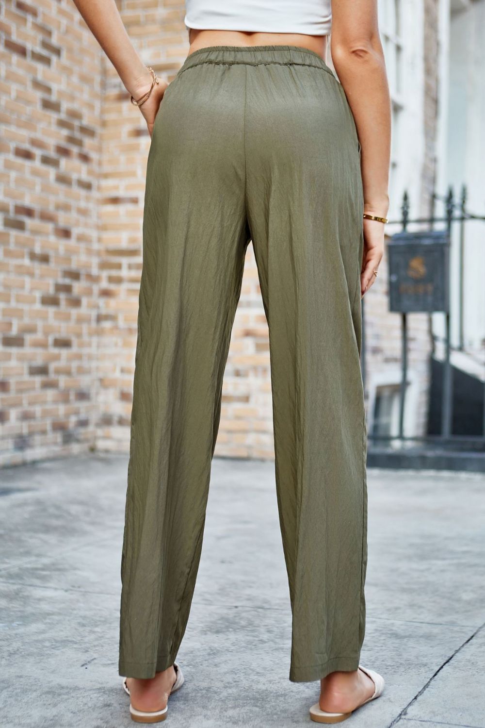 Mandy Elastic Waist Wide Leg Pants