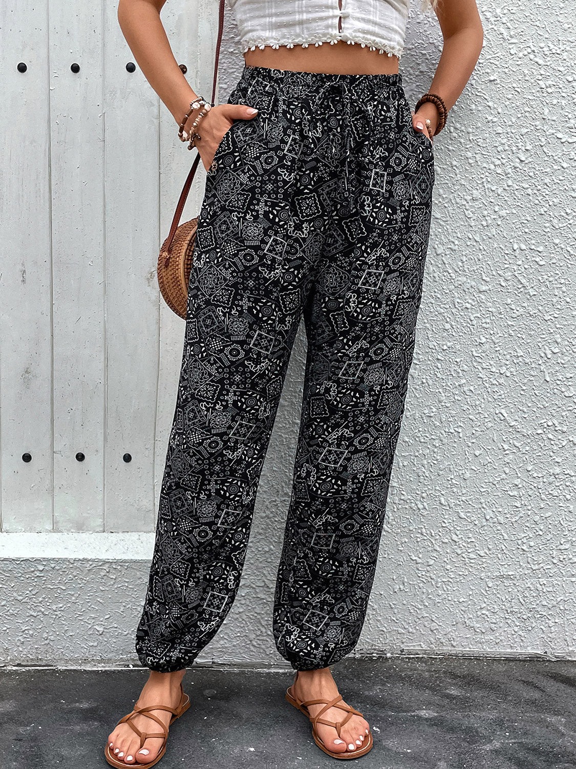 Perfee Printed High Waist Pants