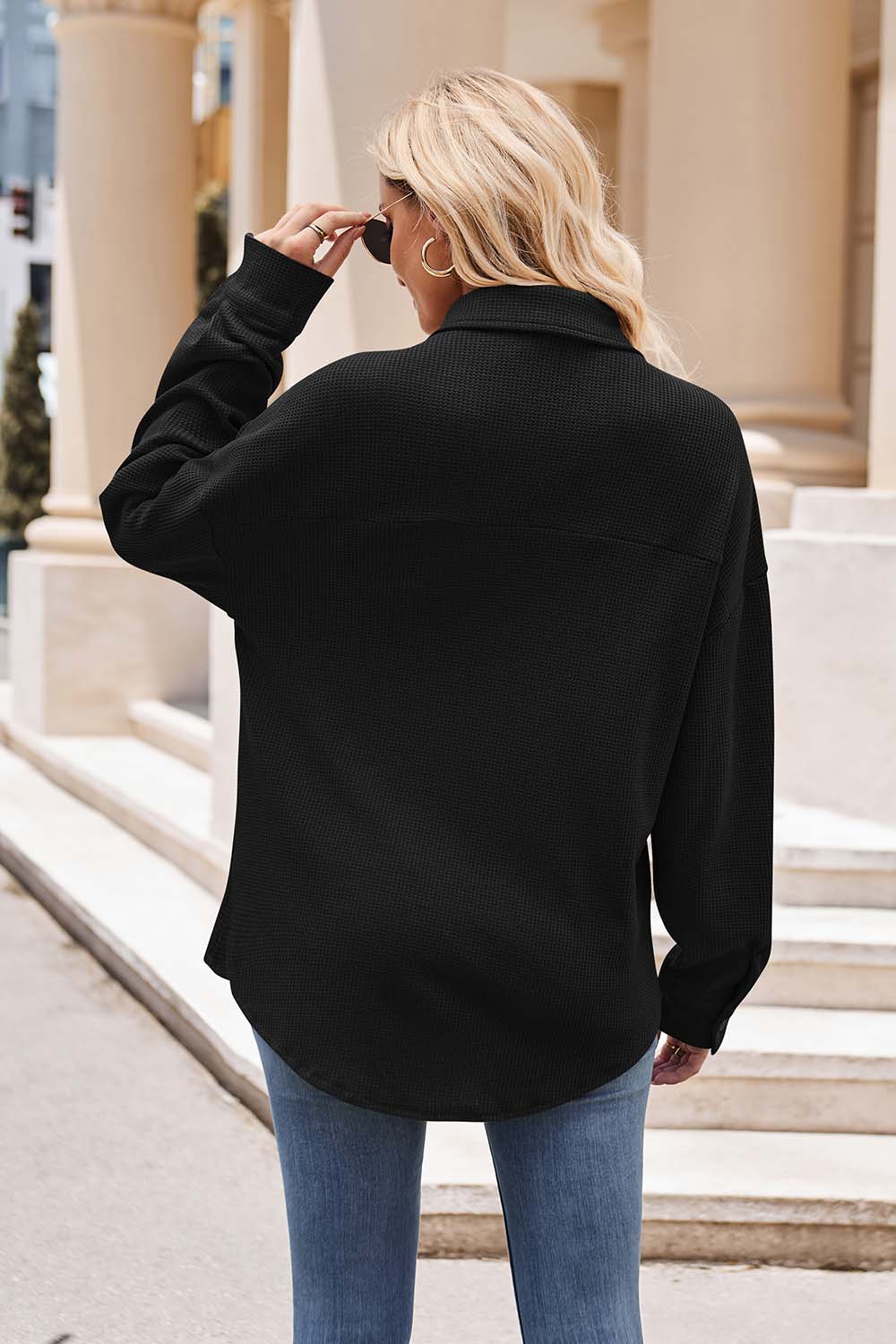 Mandy Collared Neck Dropped Shoulder Shirt