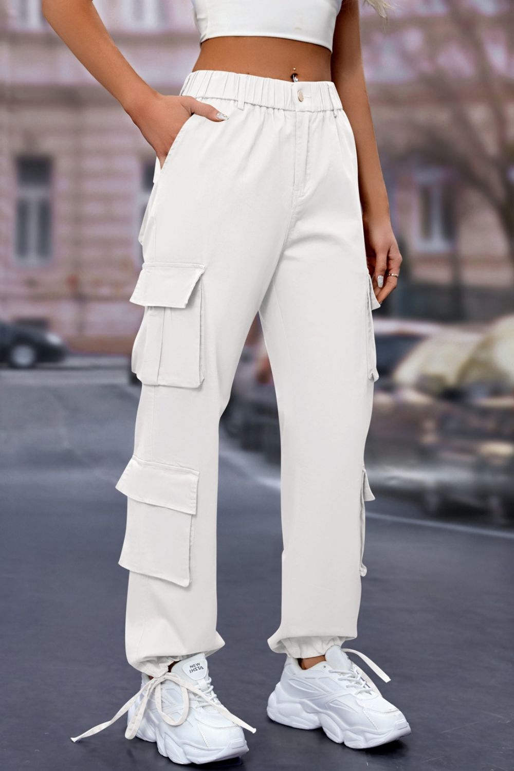 Mandy Elastic Waist Cargo Pants