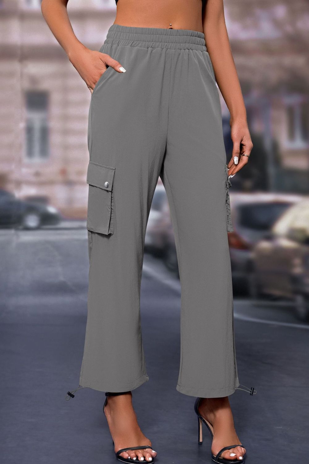 Mandy Elastic Waist Pants with Pockets